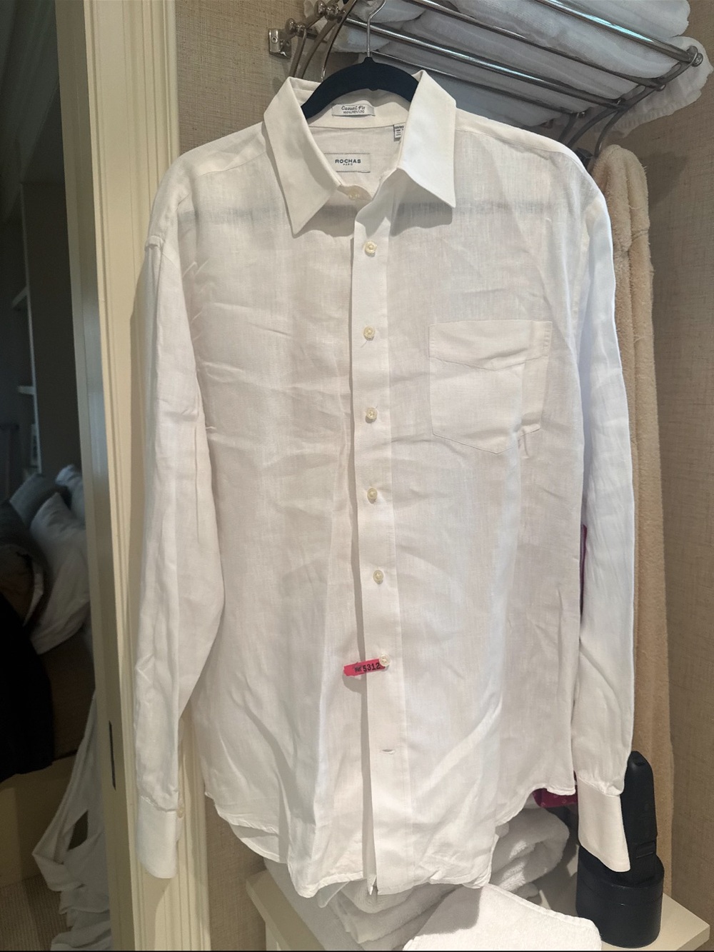 Rochas White Linen Long-Sleeve Button Shirt